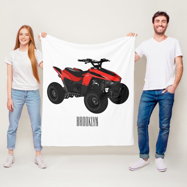 Quad bike atv cartoon illustration  fleece blanket (In Situ)