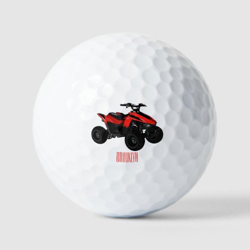 Quad bike atv cartoon illustration  golf balls