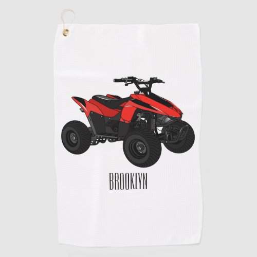 Quad bike atv cartoon illustration  golf towel