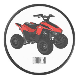 Quad bike atv cartoon illustration hockey puck