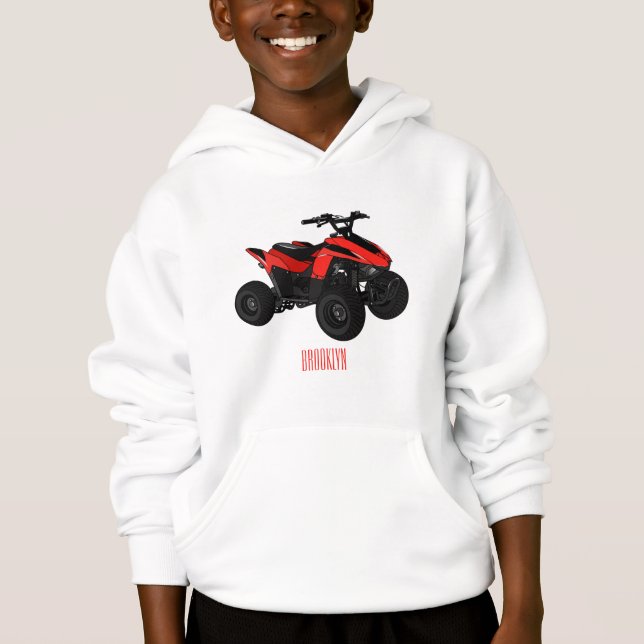 Quad bike atv cartoon illustration  hoodie (Front)