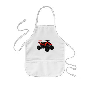 Quad bike atv cartoon illustration  kids' apron
