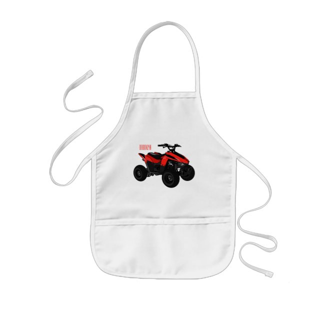 Quad bike atv cartoon illustration  kids' apron (Front)
