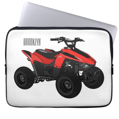 Quad bike atv cartoon illustration  laptop sleeve