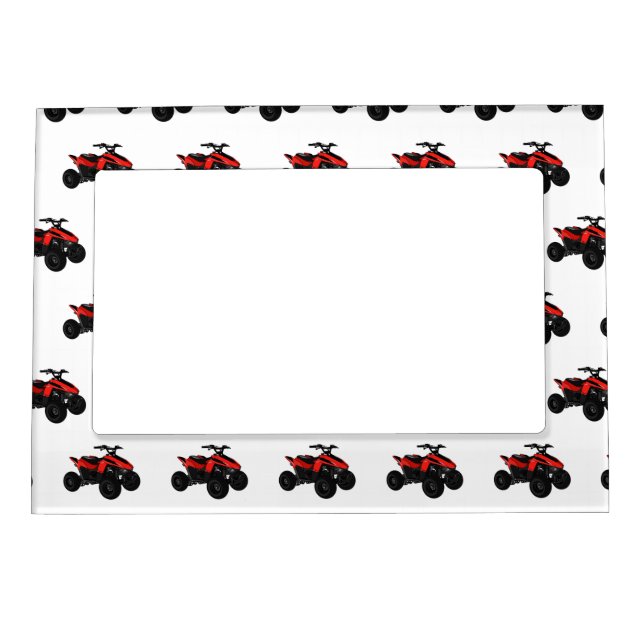 Quad bike atv cartoon illustration  magnetic frame (Front)