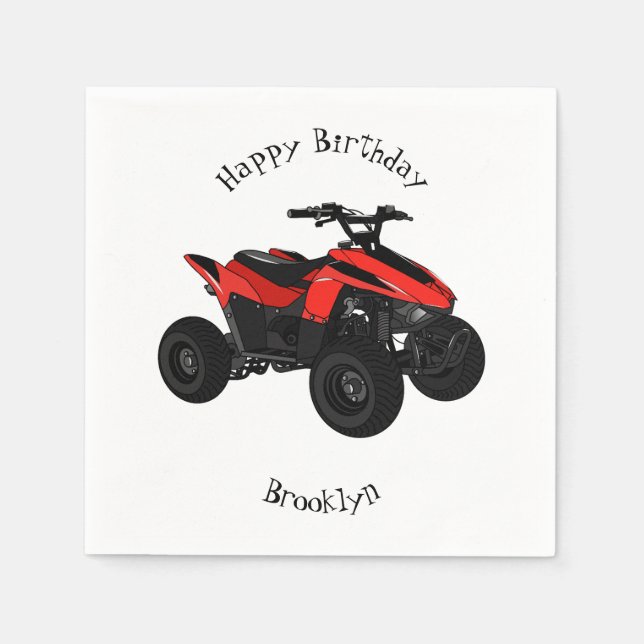 Quad bike atv cartoon illustration napkins (Front)