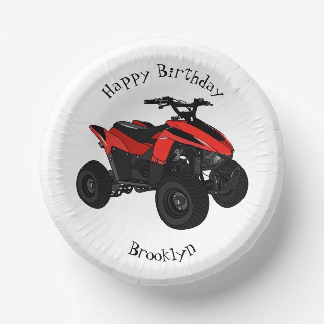 Quad bike atv cartoon illustration paper bowls (Front)