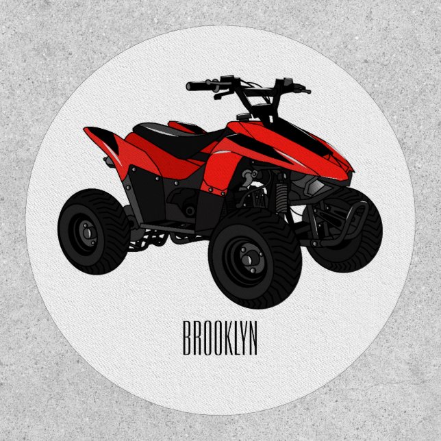 Quad bike atv cartoon illustration  patch (Front)