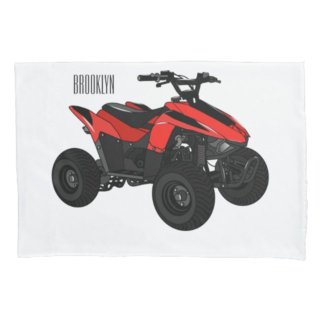 Quad bike atv cartoon illustration  pillow case (Front)