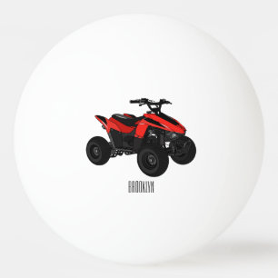Quad bike atv cartoon illustration  ping pong ball