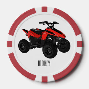 Quad bike atv cartoon illustration poker chips