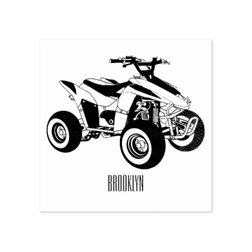 Quad bike atv cartoon illustration rubber stamp