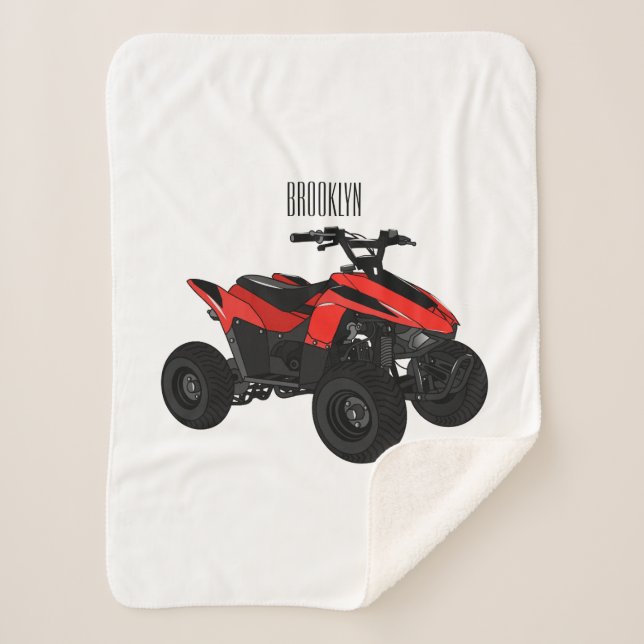 Quad bike atv cartoon illustration sherpa blanket (Front)