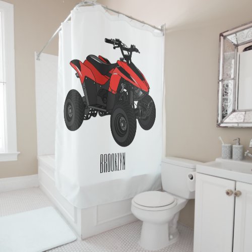 Quad bike atv cartoon illustration  shower curtain