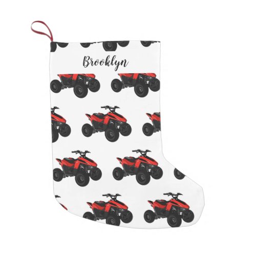 Quad bike atv cartoon illustration small christmas stocking