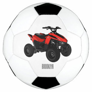 Quad bike atv cartoon illustration soccer ball