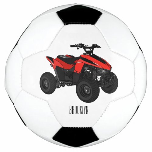 Quad bike atv cartoon illustration  soccer ball