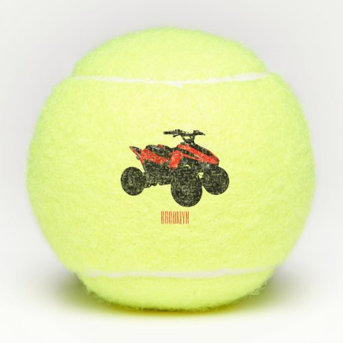 Quad bike atv cartoon illustration  tennis balls