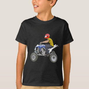 Quad Bike ATV in Side Profile Riding with 4 Down T-Shirt