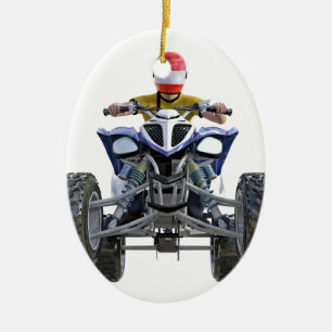 Quad Bike ATV Popping a Wheelie to the Front Ceramic Ornament