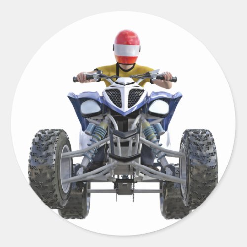 Quad Bike ATV Popping a Wheelie to the Front Classic Round Sticker