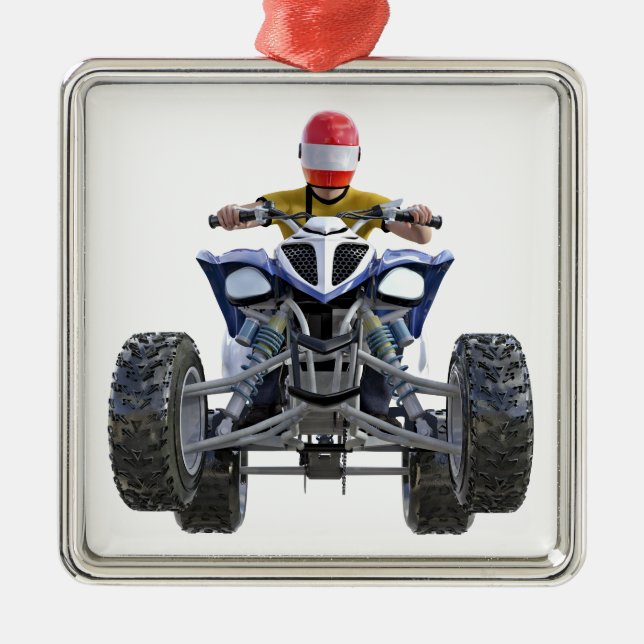 Quad Bike ATV Popping a Wheelie to the Front Metal Ornament (Front)