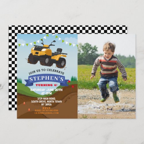 Quad Bike Birthday Party Truck Car Big Invite