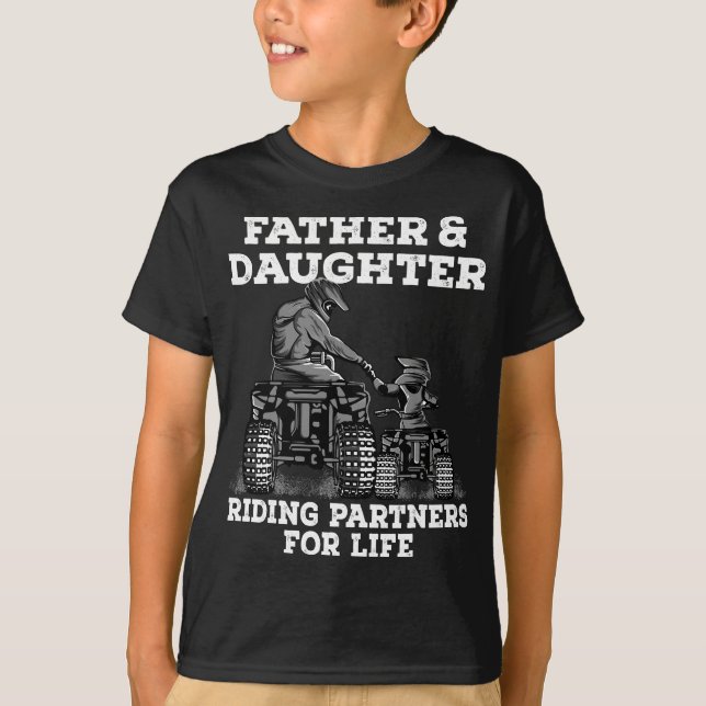 Quad Bike - Father and Daughter Riding Partners AT T-Shirt (Front)