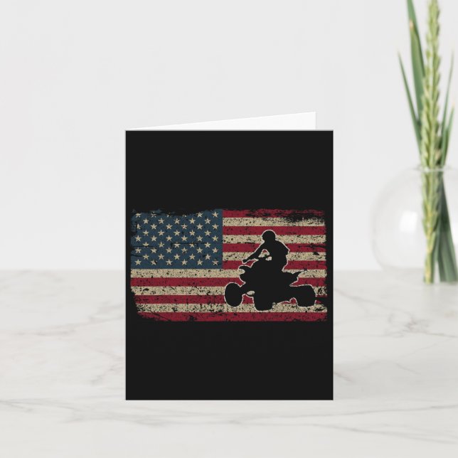Quad Biker America Flag Gift I Atv Four Wheeler Qu Card (Front)