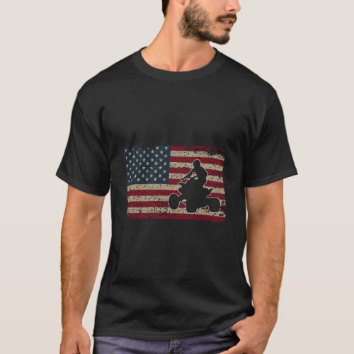 Quad Biker America Flag Gift I Atv Four Wheeler Qu T_Shirt