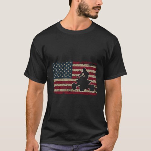 Quad Biker America Flag I Atv Four Wheeler Quad Bi T_Shirt