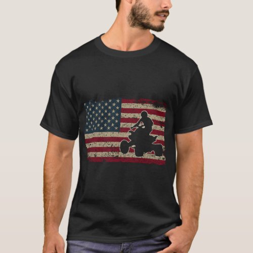 Quad Biker America Flag I Atv Four Wheeler Quad T_Shirt