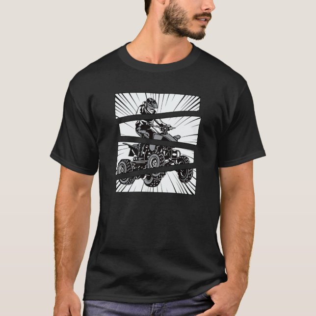 Quad Biker I Four Wheeler Bike Split Action Motors T-Shirt (Front)