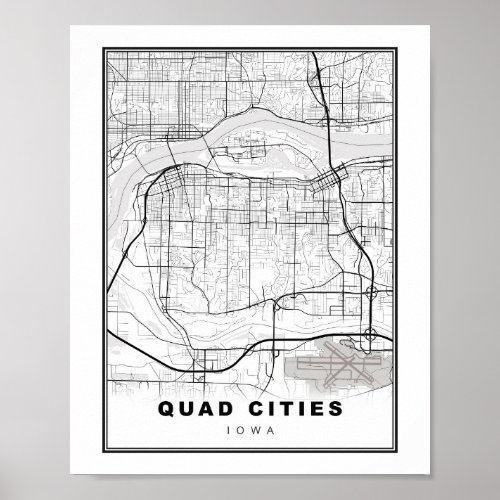 Quad Cities Map Poster