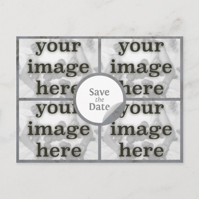 Quad Misty Gray Save the Date Postcard (Front)