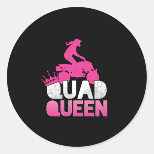 Quad Queen ATV Rider Girl Mom Mother Offroad Gift Classic Round Sticker