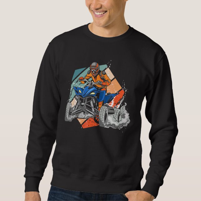 Quad Retro Quad Riding Four Wheeler Atv For Boys M Sweatshirt (Front)