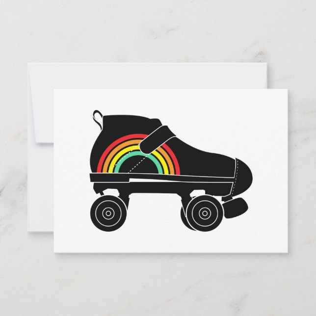 quad roller skate rainbow invitation (Front)