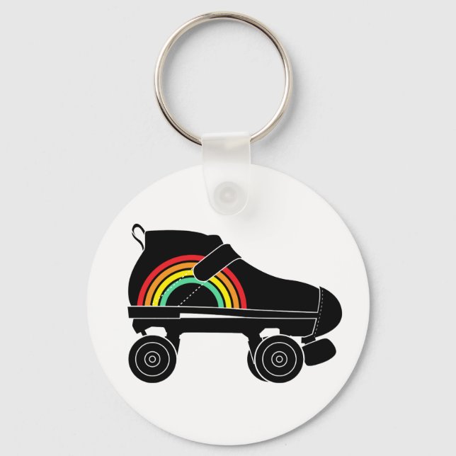 quad roller skate rainbow keychain (Front)