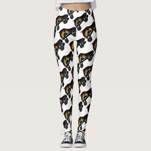 quad roller skate rainbow leggings