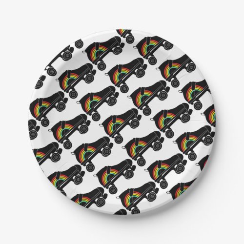 quad roller skate rainbow paper plates