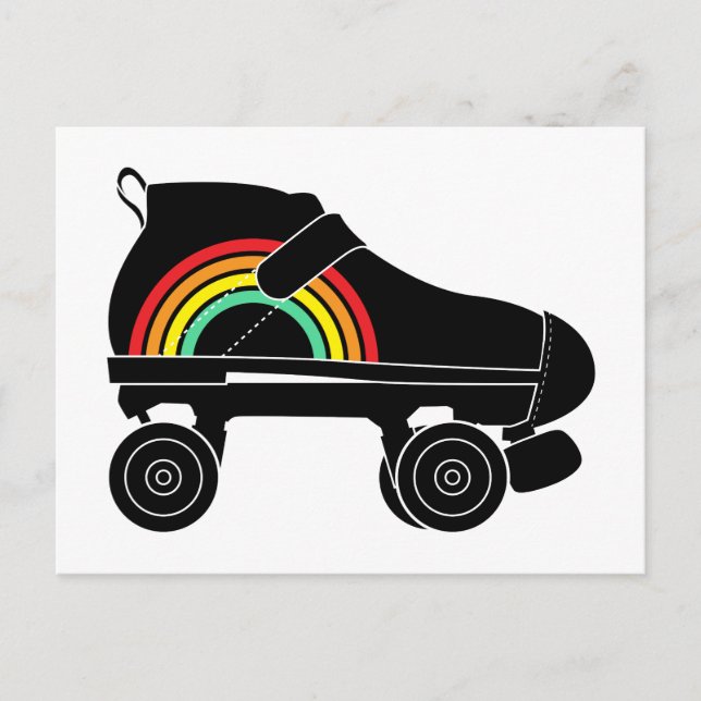 quad roller skate rainbow postcard (Front)