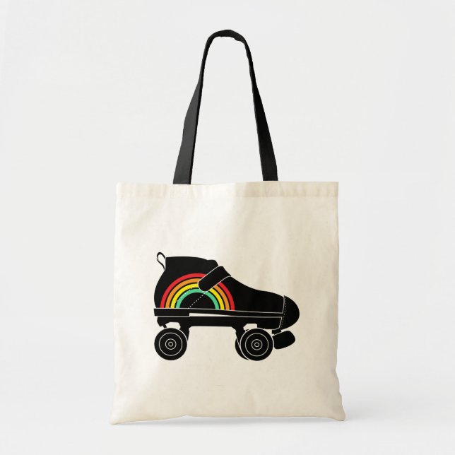 quad roller skate rainbow tote bag (Front)