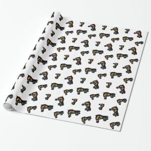 quad roller skate rainbow wrapping paper