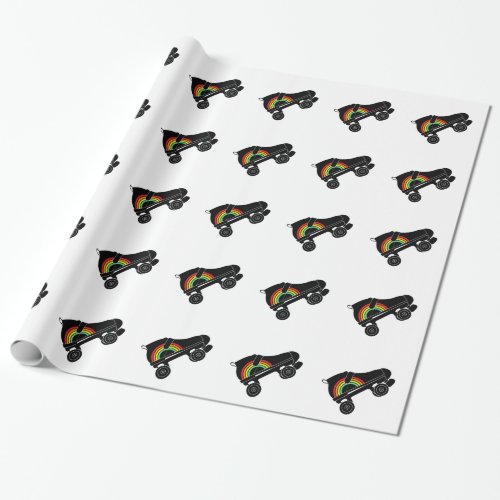 quad roller skate rainbow wrapping paper