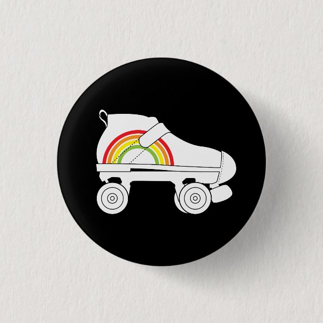 quad skate rainbow button (Front)