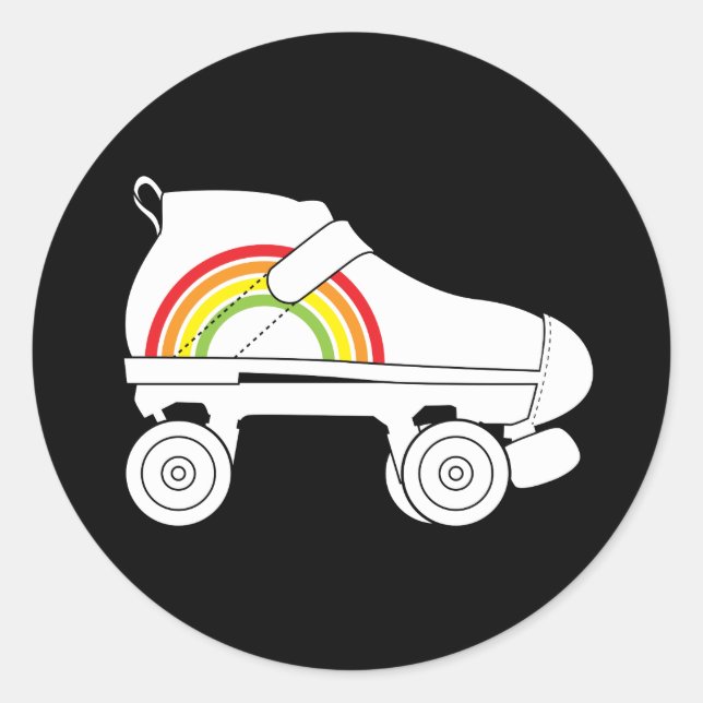 quad skate rainbow classic round sticker (Front)