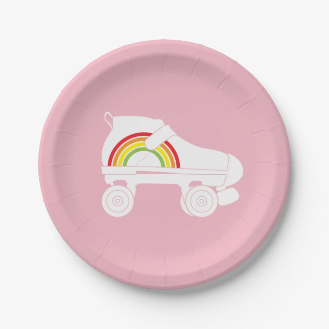 quad skate rainbow paper plates (Front)