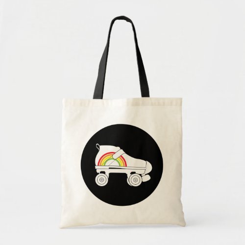 quad skate rainbow tote bag