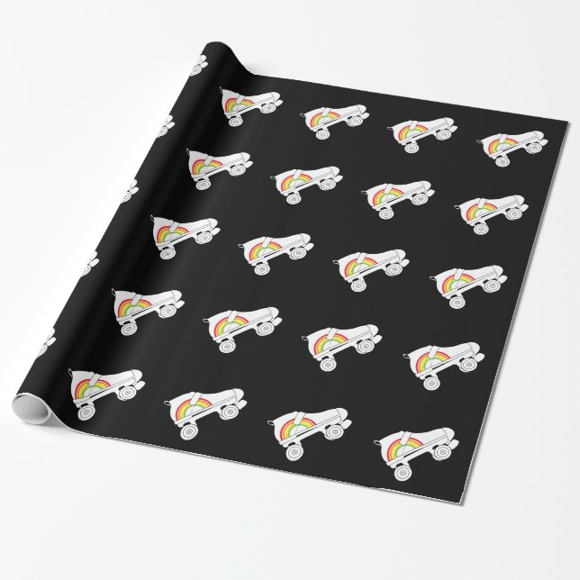 quad skate rainbow wrapping paper (Unrolled)